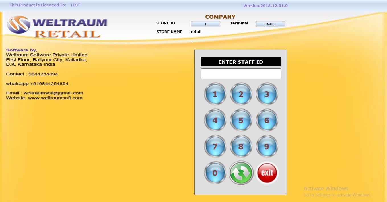 BERETAIL retail management software showing sales and inventory